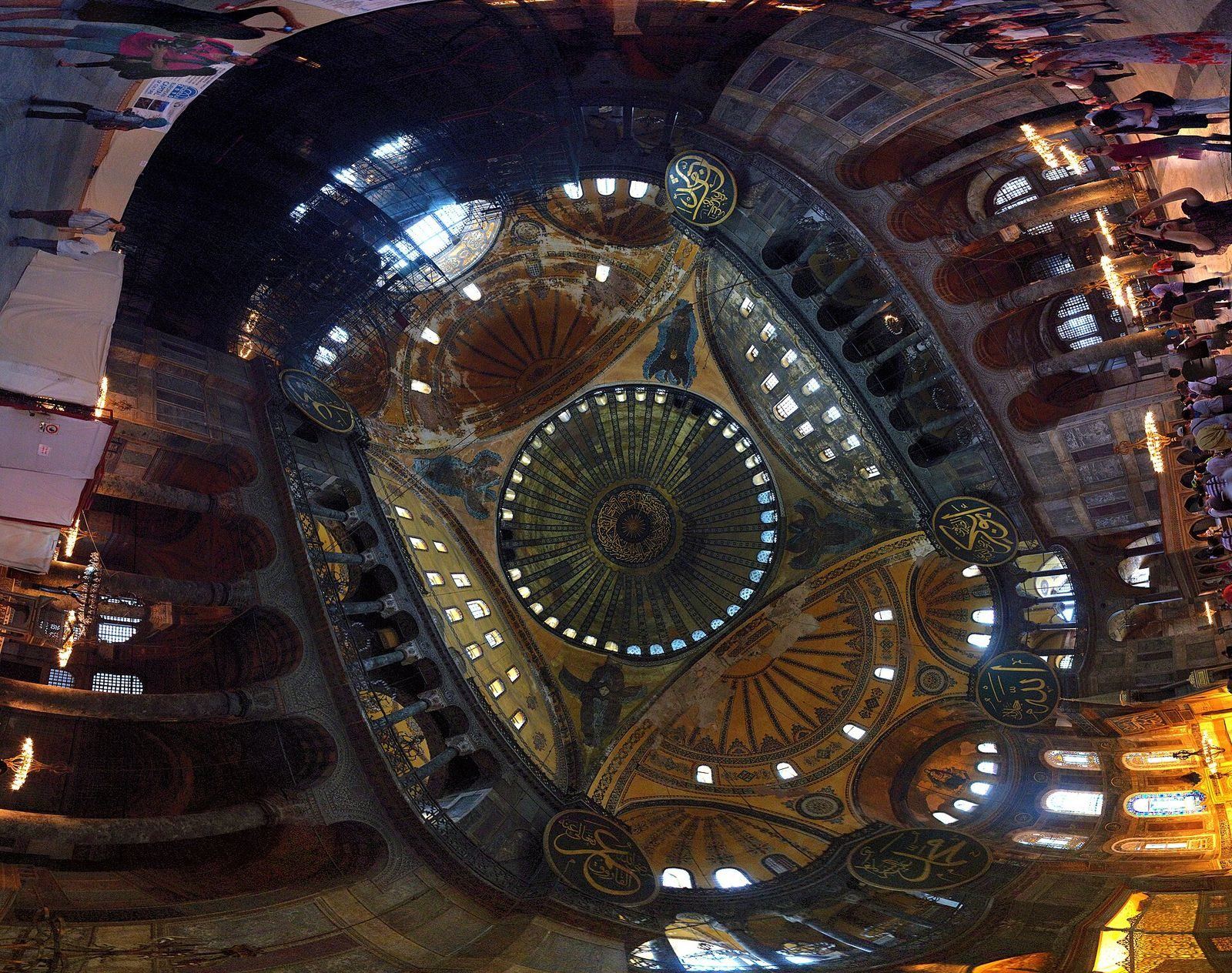 The vast domed interior of Hagia Sophia in Istanbul, the cathedral-emperors' church of Constantinople