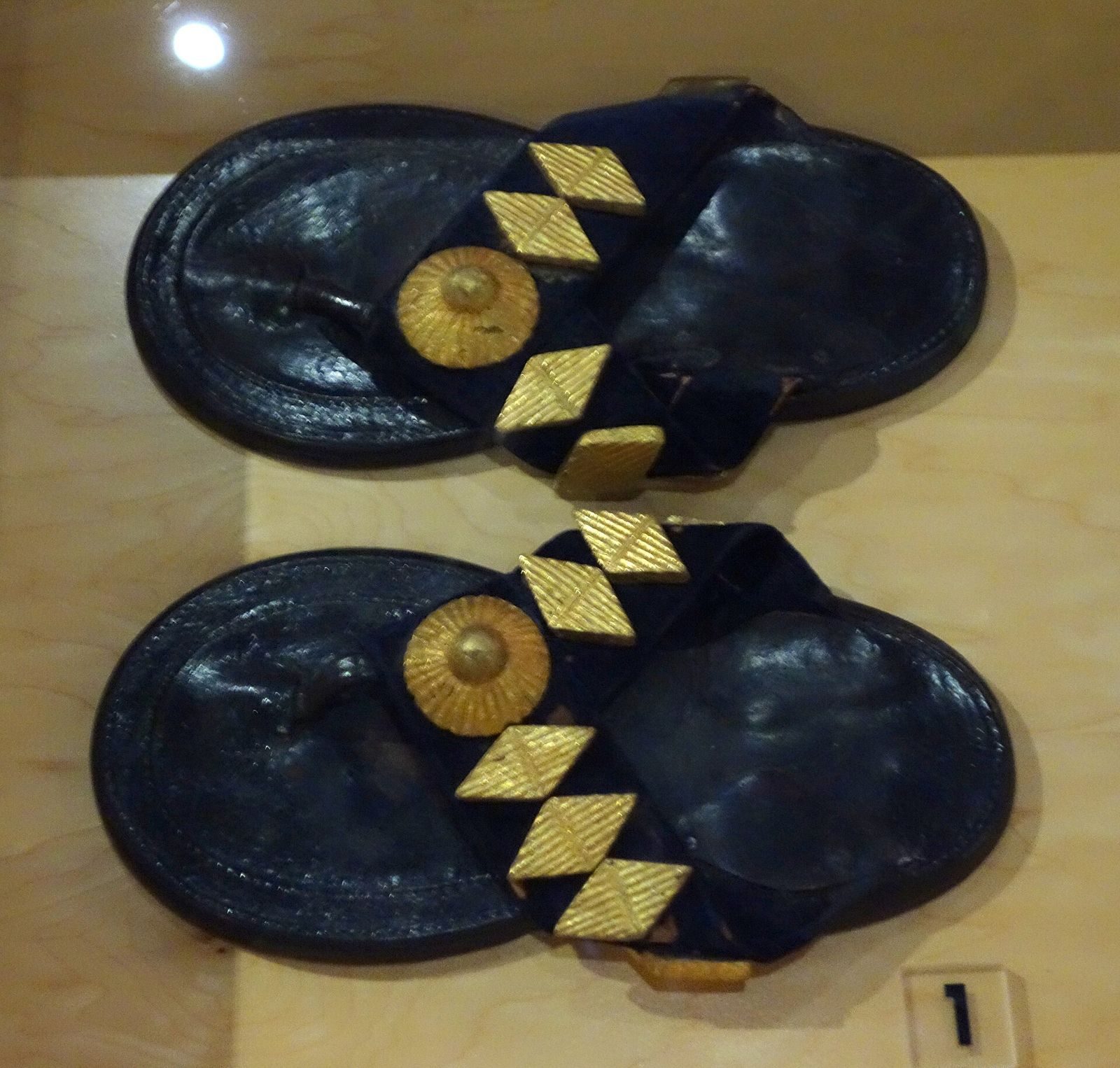 Gold ornaments of an Asante ruler on display at the Bata Shoe Museum, Toronto