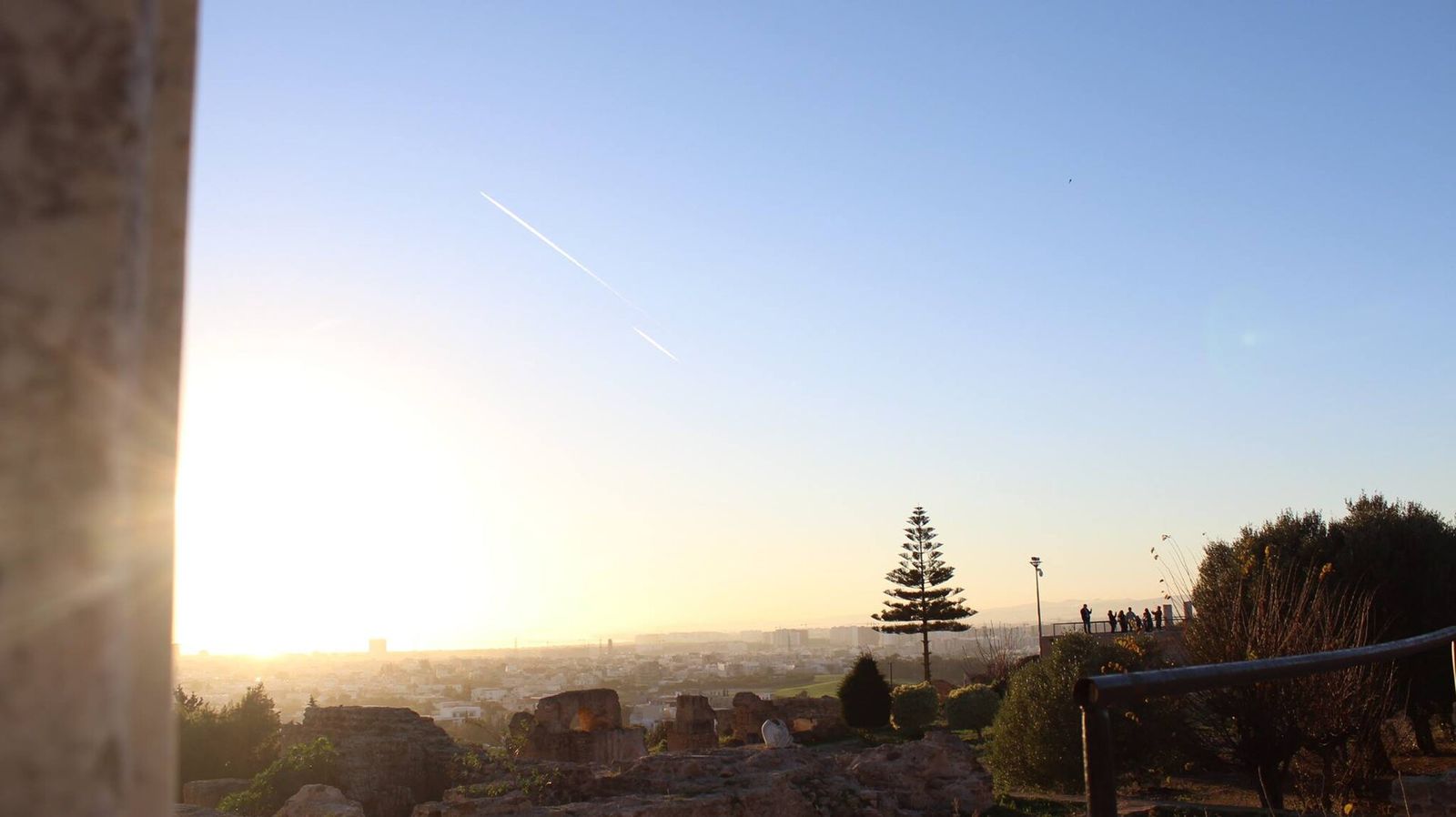 Sunlight over the ruins of Carthage on the coast of Tunisia
