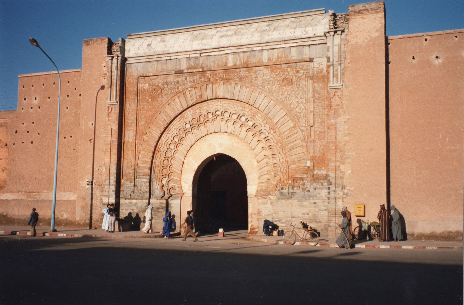 Bab Agnaou, the 12th-century Almohad gate of Marrakech, photographed in 1989