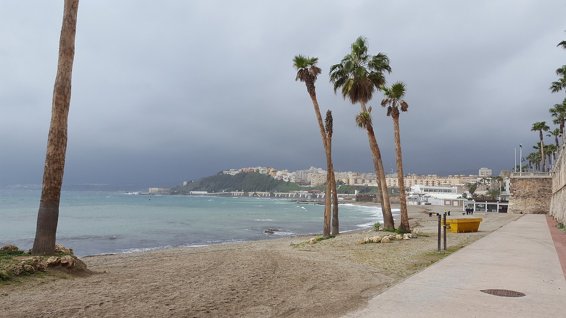 Ribera beach in Ceuta, Spain, on the North African coast
