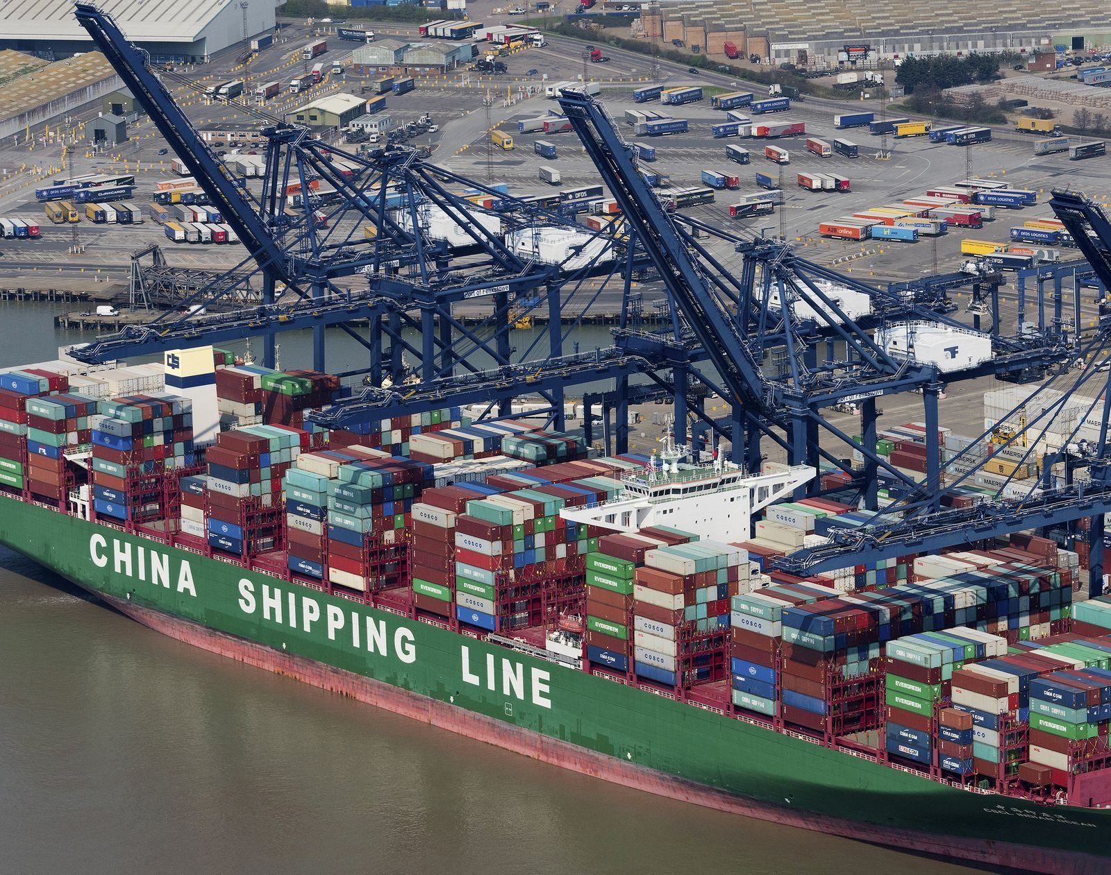 A large container ship at sea