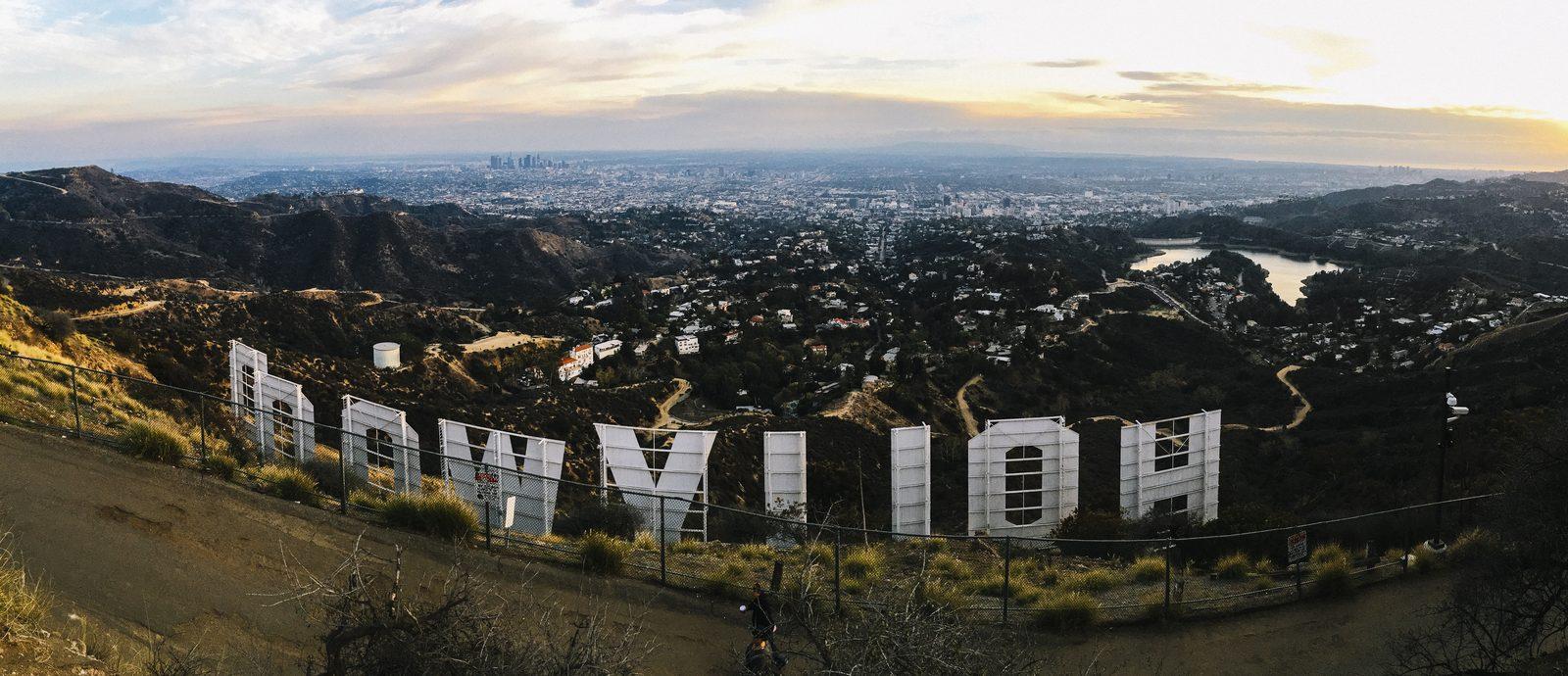 The Hollywood sign on the hills above Los Angeles, symbol of the film industry reshaped by the Skydance merger