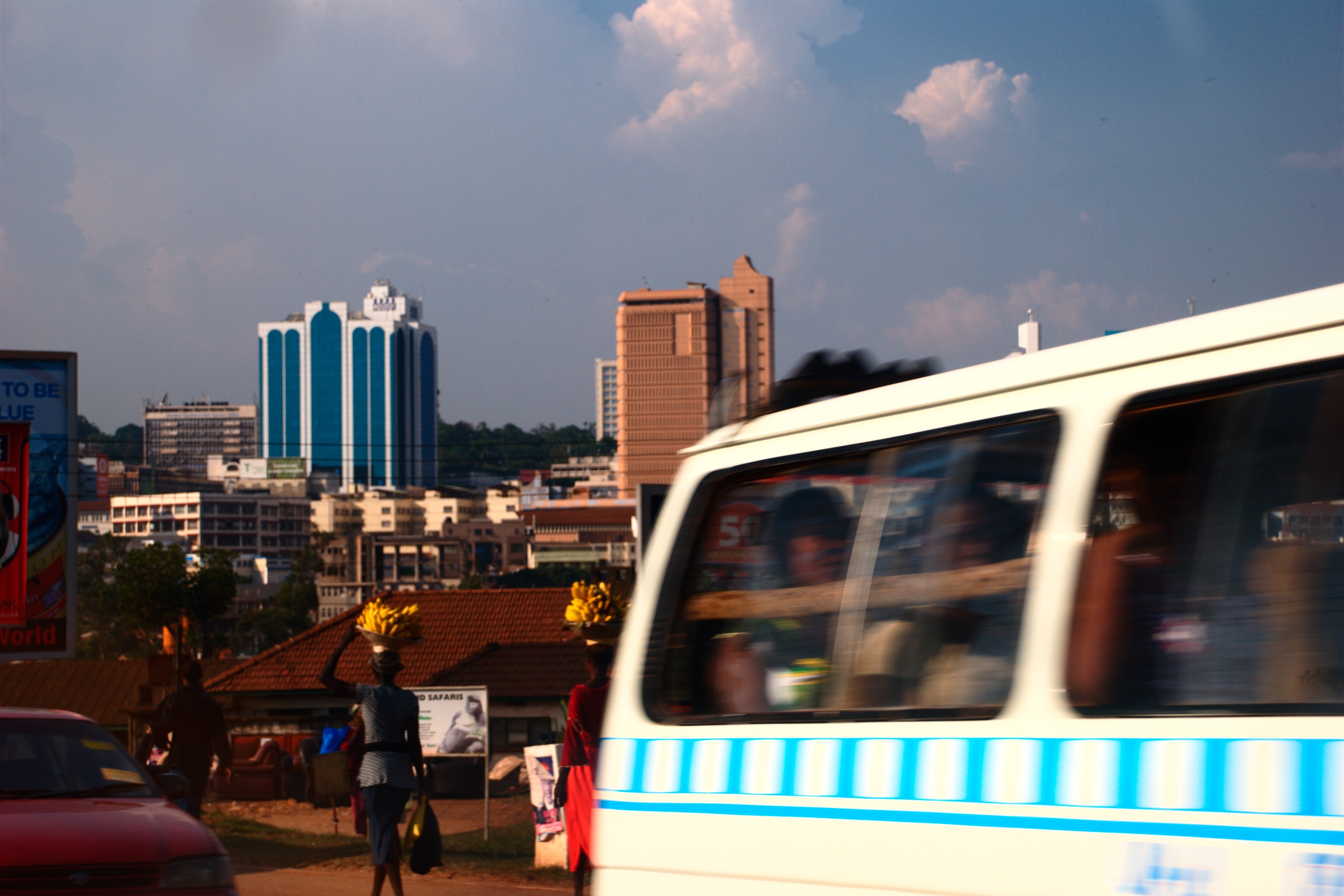 Kampala's skyline at dusk, the Ugandan capital near where exiled Rwandan dissident Robert Kabera's headless body was found in Mpigi District