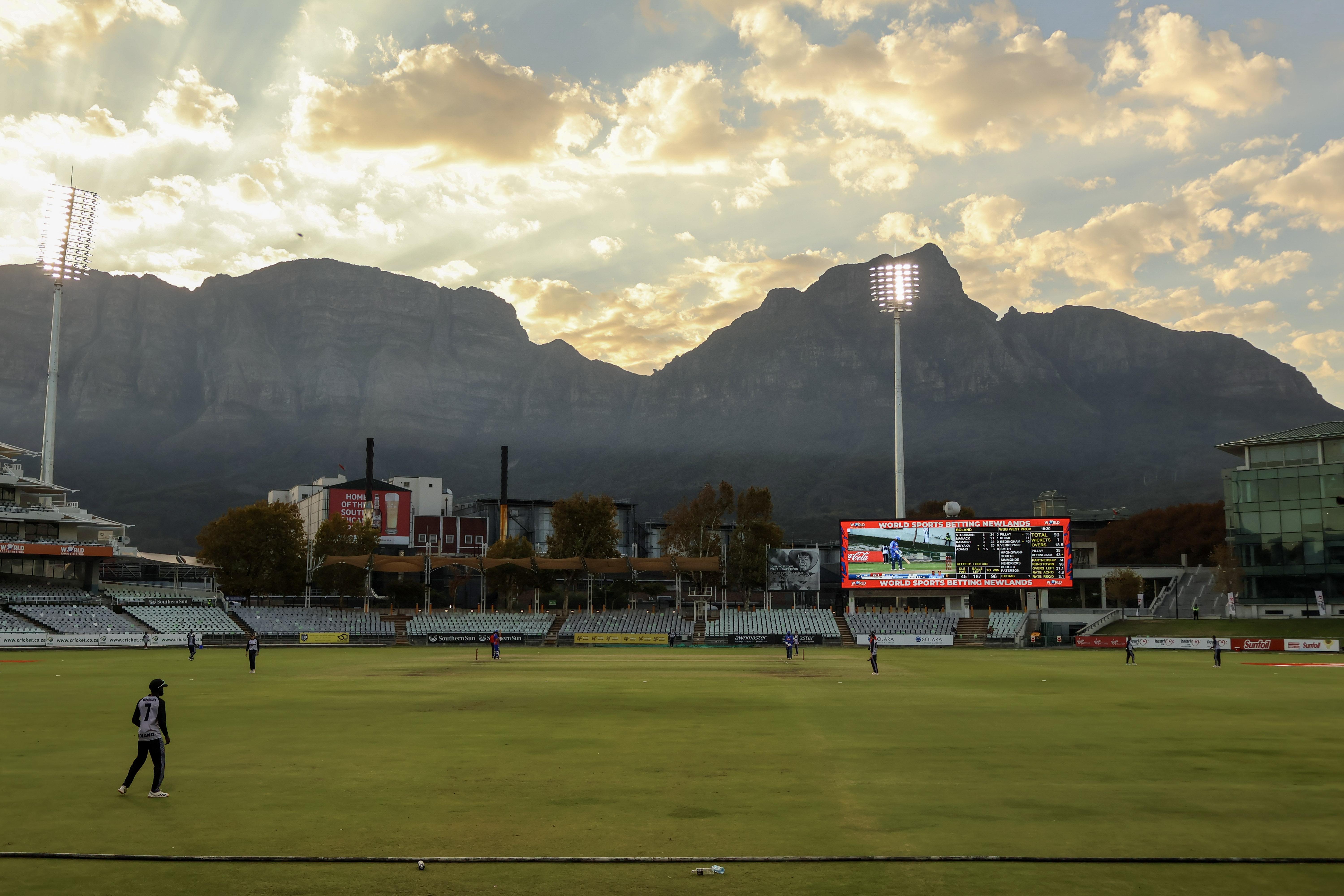 Le Newlands Cricket Ground du Cap pendant un match, théâtre du test décisif Afrique du Sud-Australie